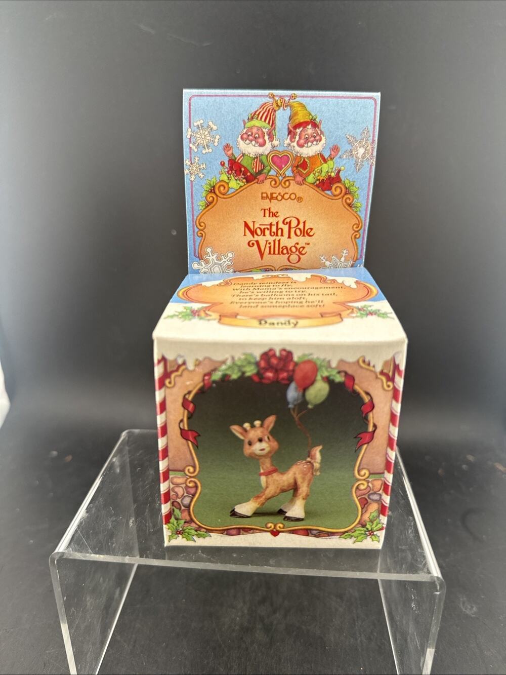 Vintage Enesco North Pole Village Dandy Reindeer Figurine 1986 New Old Stock